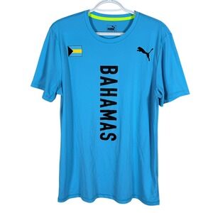 Puma Bahamas Olympic National Team Jersey Shirt Mens M Blue Athletic Performance